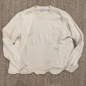 J. Crew Women's Scalloped Hem Crew Neck Sweater